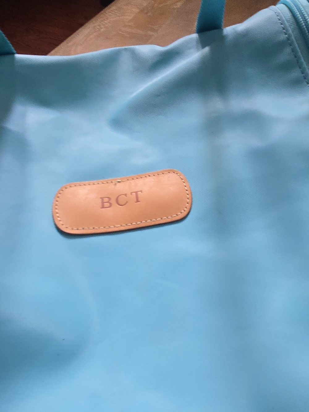 Jon Hart Design Medium Square Duffel Bag Aqua Blue Travel Weekender BCT Monogram - Picture 11 of 14